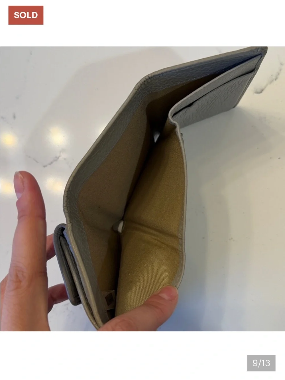 Jimmy Choo Gray Star-Studded Leather Compact Tri-Fold Wallet